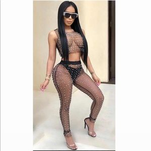 See thru pearl pants set (medium)